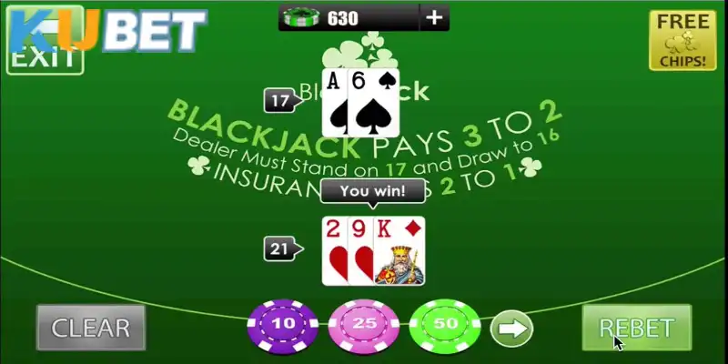 Blackjack 21 điểm là sân chơi lý tưởng tại Kubet 